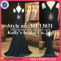 Elegante lange ärmellose Abendkleider Kleid und luxuriöse sexy Kleid A-line Halfter schwarz Chiffon Boutique Kleid Abendkleid